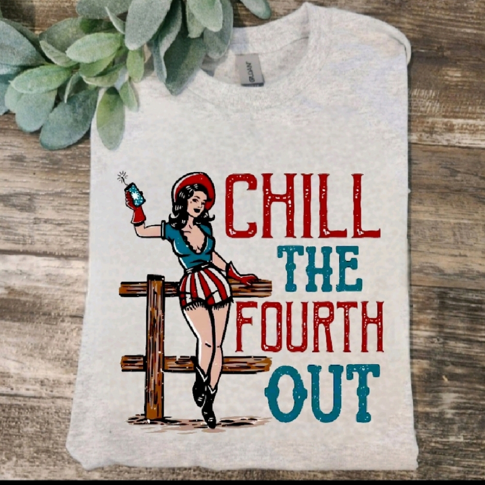 Funny July 4th shirt chill out humor vintage vibes American